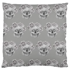 Grey Floral Skull Sketch Cushion Standard Flano Cushion Case (one Side) by Coralascanbe