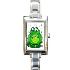 Green Frog Rectangle Italian Charm Watch by Valentinaart