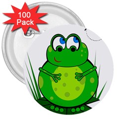 Green Frog 3  Buttons (100 Pack)  by Valentinaart