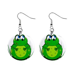 Green Frog Mini Button Earrings by Valentinaart