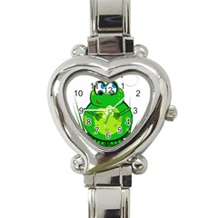 Green Frog Heart Italian Charm Watch by Valentinaart