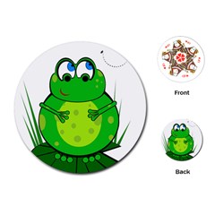 Green Frog Playing Cards (round)  by Valentinaart