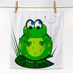 Green Frog Face Towel by Valentinaart