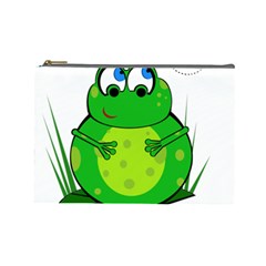 Green Frog Cosmetic Bag (large)  by Valentinaart