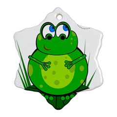 Green Frog Snowflake Ornament (2-side) by Valentinaart