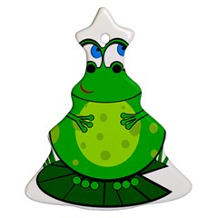 Green Frog Christmas Tree Ornament (2 Sides) by Valentinaart