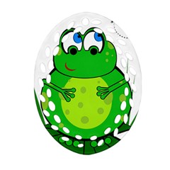 Green Frog Ornament (oval Filigree)  by Valentinaart