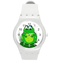 Green Frog Round Plastic Sport Watch (m) by Valentinaart