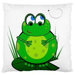 Green Frog Standard Flano Cushion Case (two Sides) by Valentinaart