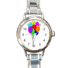 Colorful Balloons Round Italian Charm Watch