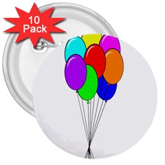 Colorful Balloons 3  Buttons (10 pack) 