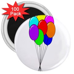 Colorful Balloons 3  Magnets (100 pack)