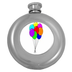 Colorful Balloons Round Hip Flask (5 oz)