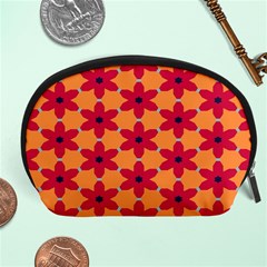 Red Flowers Pattern                                                                            Accessory Pouch by LalyLauraFLM