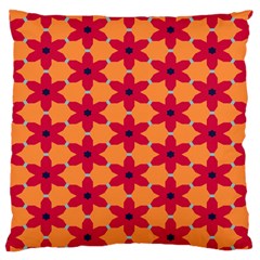 Red Flowers Pattern                                                                            	large Flano Cushion Case (two Sides) by LalyLauraFLM