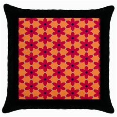 Red Flowers Pattern                                                                            			throw Pillow Case (black) by LalyLauraFLM