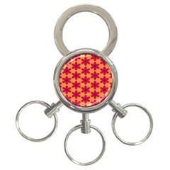 Red Flowers Pattern                                                                            			3-ring Key Chain by LalyLauraFLM