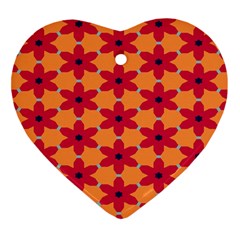 Red Flowers Pattern                                                                            			ornament (heart) by LalyLauraFLM