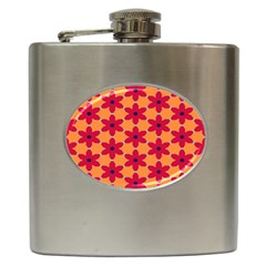 Red Flowers Pattern                                                                            			hip Flask (6 Oz) by LalyLauraFLM