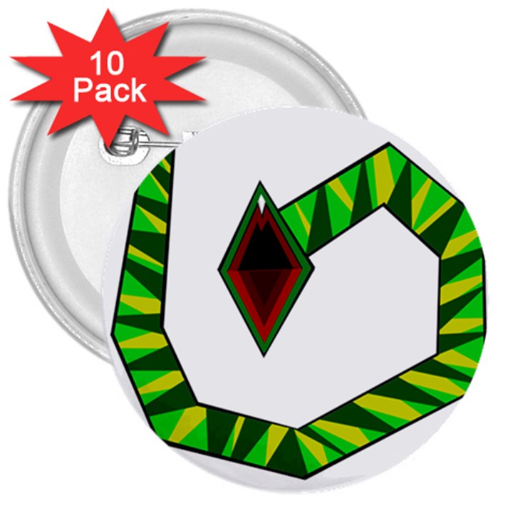 Decorative Snake 3  Buttons (10 pack) 