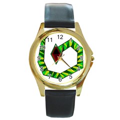 Decorative Snake Round Gold Metal Watch by Valentinaart