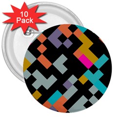 Connected Shapes                                                                             			3  Button (10 Pack) by LalyLauraFLM