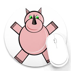 Pink Rhino Round Mousepads by Valentinaart