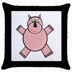 Pink Rhino Throw Pillow Case (black) by Valentinaart