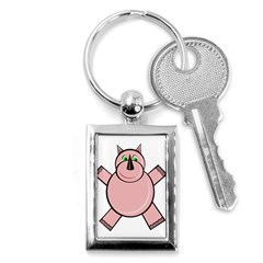 Pink Rhino Key Chains (rectangle)  by Valentinaart