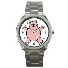 Pink Rhino Sport Metal Watch by Valentinaart