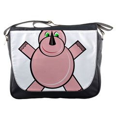 Pink Rhino Messenger Bags by Valentinaart