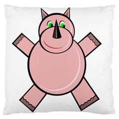 Pink Rhino Large Cushion Case (one Side) by Valentinaart