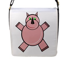 Pink Rhino Flap Messenger Bag (l)  by Valentinaart