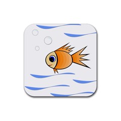 Cute Fish Rubber Coaster (square)  by Valentinaart