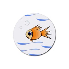 Cute Fish Rubber Coaster (round)  by Valentinaart