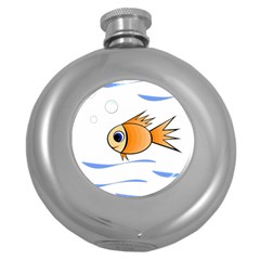 Cute Fish Round Hip Flask (5 Oz) by Valentinaart