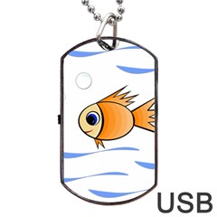 Cute Fish Dog Tag Usb Flash (one Side) by Valentinaart