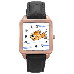 Cute Fish Rose Gold Leather Watch  by Valentinaart