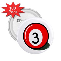 Billiard Ball Number 3 2 25  Buttons (100 Pack) 