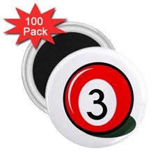 Billiard Ball Number 3 2 25  Magnets (100 Pack)  by Valentinaart