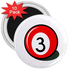 Billiard Ball Number 3 3  Magnets (10 Pack)  by Valentinaart