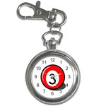 Billiard ball number 3 Key Chain Watches Front