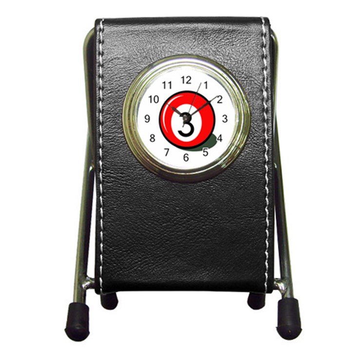 Billiard ball number 3 Pen Holder Desk Clocks