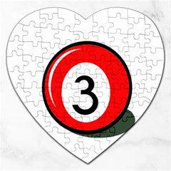 Billiard Ball Number 3 Jigsaw Puzzle (heart) by Valentinaart