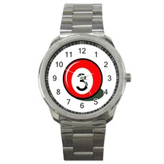 Billiard Ball Number 3 Sport Metal Watch by Valentinaart