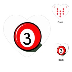 Billiard Ball Number 3 Playing Cards (heart)  by Valentinaart