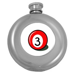 Billiard Ball Number 3 Round Hip Flask (5 Oz) by Valentinaart