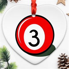 Billiard Ball Number 3 Heart Ornament (2 Sides) by Valentinaart