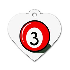 Billiard Ball Number 3 Dog Tag Heart (two Sides) by Valentinaart