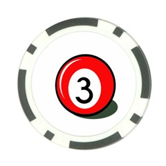 Billiard Ball Number 3 Poker Chip Card Guards (10 Pack)  by Valentinaart